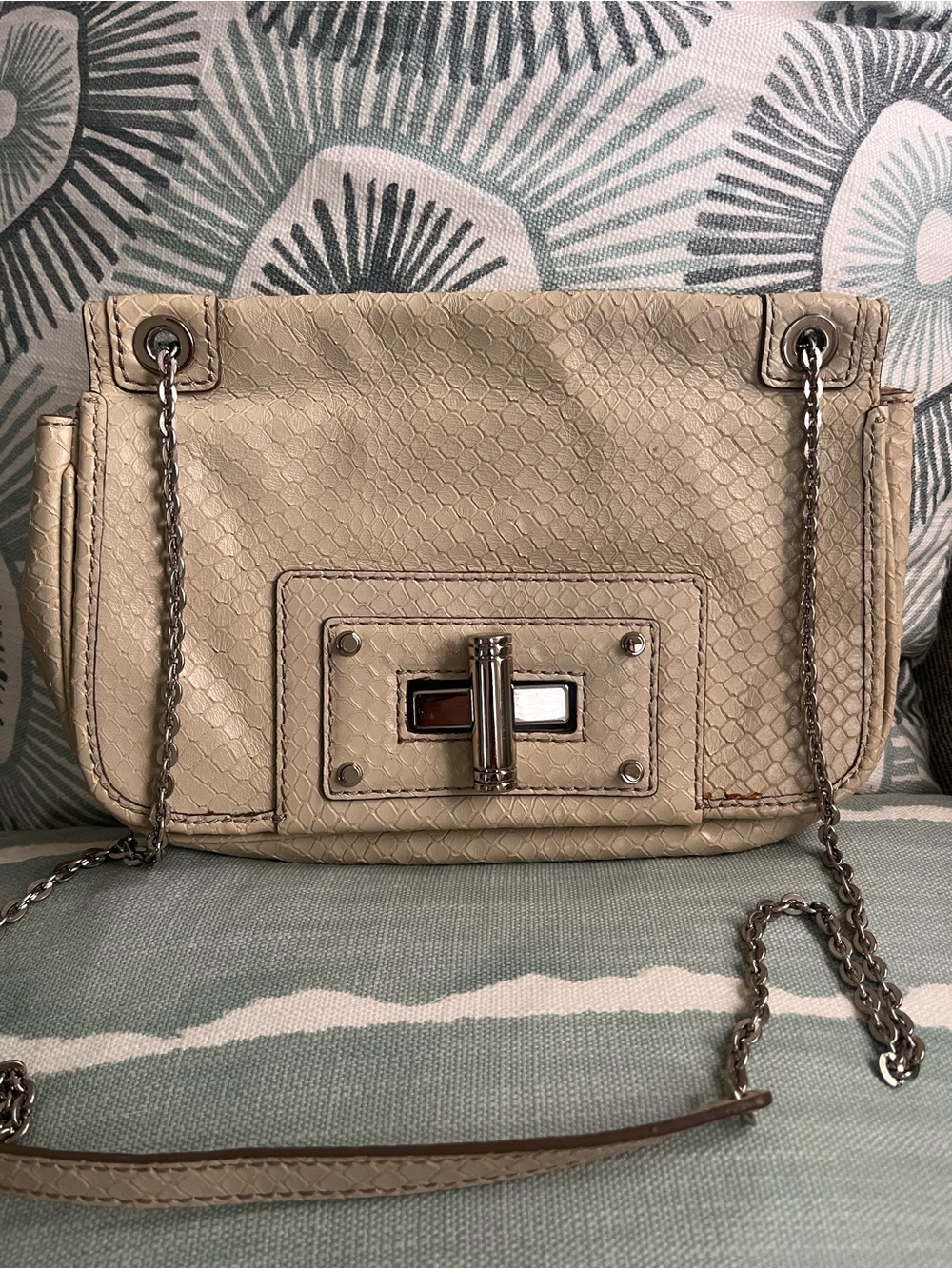 Banana Republic cream snake leather clutch handbag - Picture 2 of 8